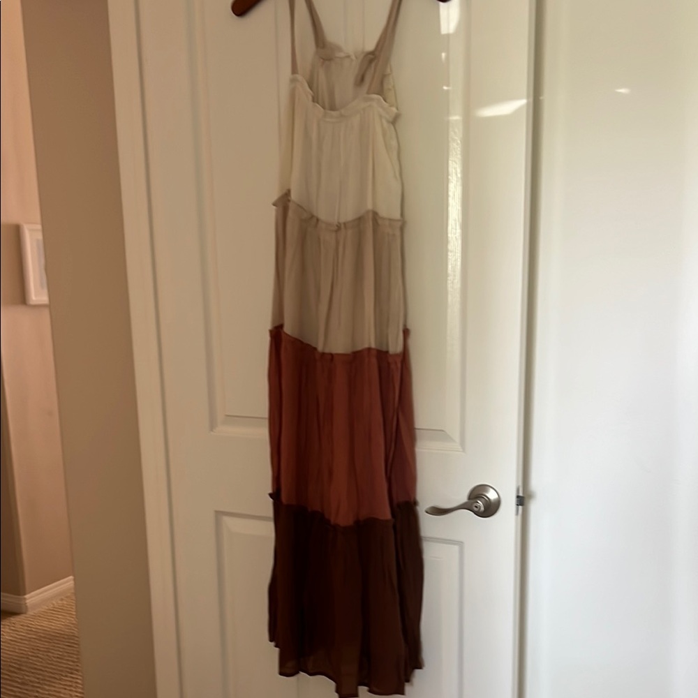 BLUE PEPPER long maxi dress size large gauze adjustable straps flowy lined